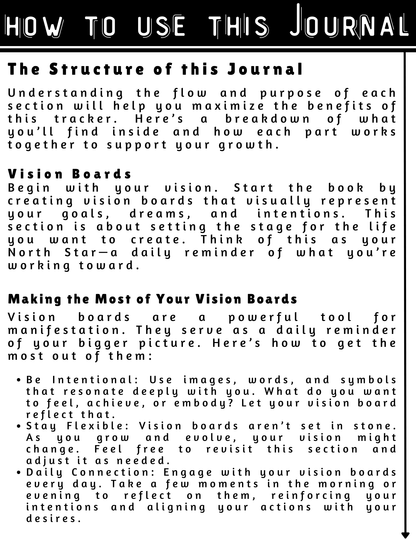 A Visionary Life Daily Awareness Practices an Elevated Habit Tracking Journal- Black & White