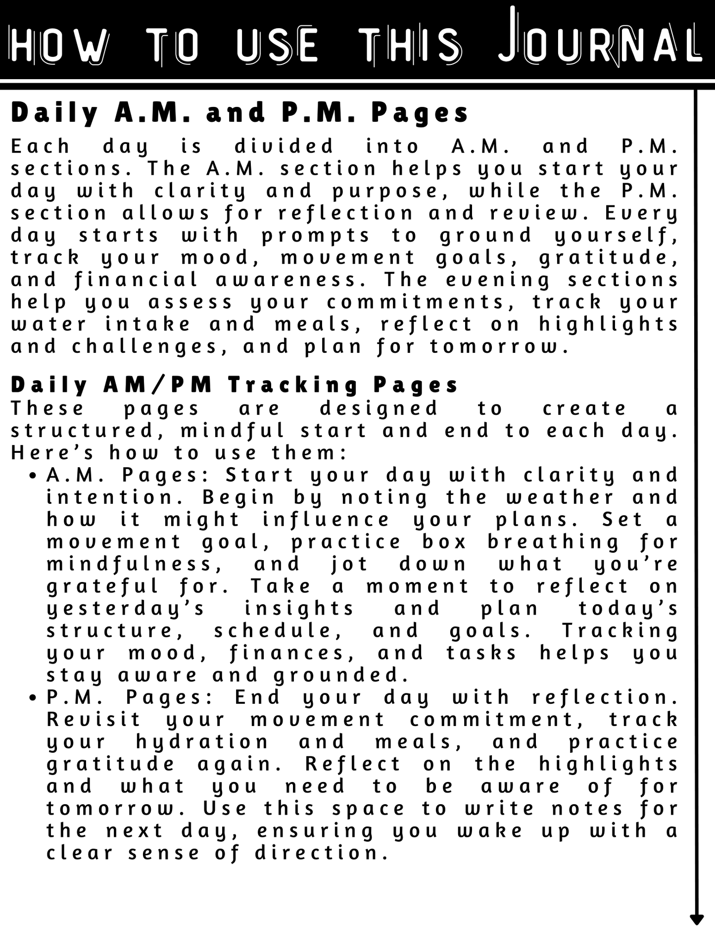 A Visionary Life Daily Awareness Practices an Elevated Habit Tracking Journal- Black & White