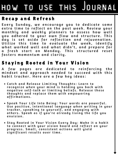 A Visionary Life Daily Awareness Practices an Elevated Habit Tracking Journal- Black & White