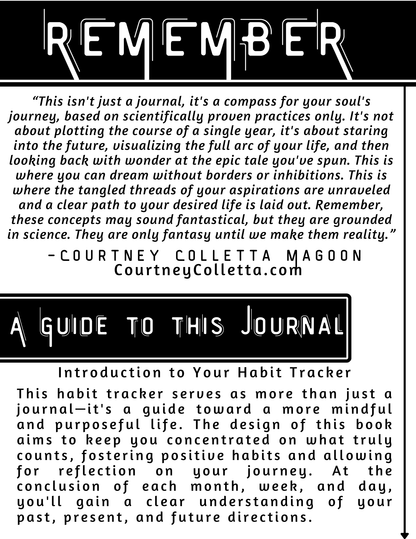 A Visionary Life Daily Awareness Practices an Elevated Habit Tracking Journal- Black & White